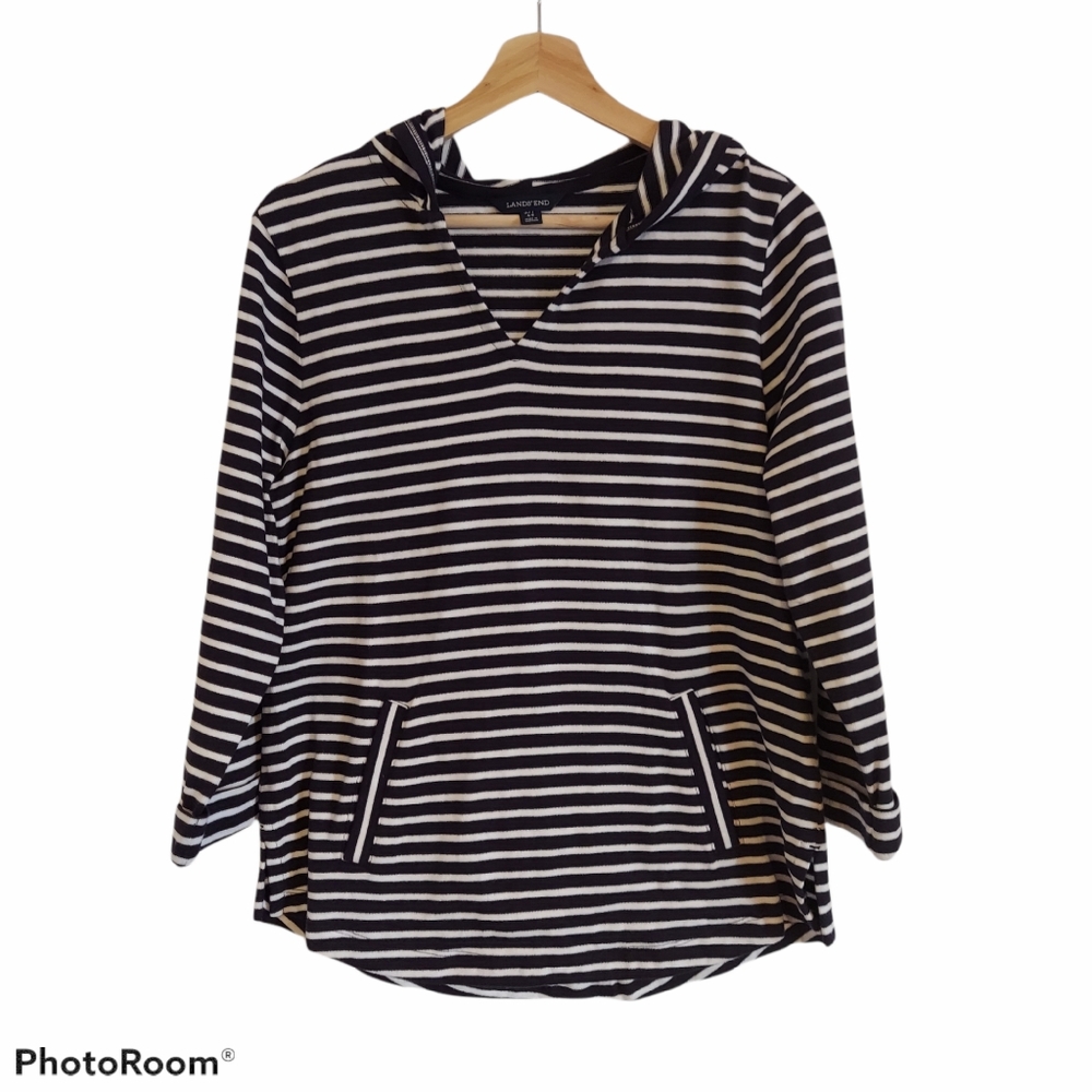 Land's End Striped Pullover Hoodie S/P 6-8